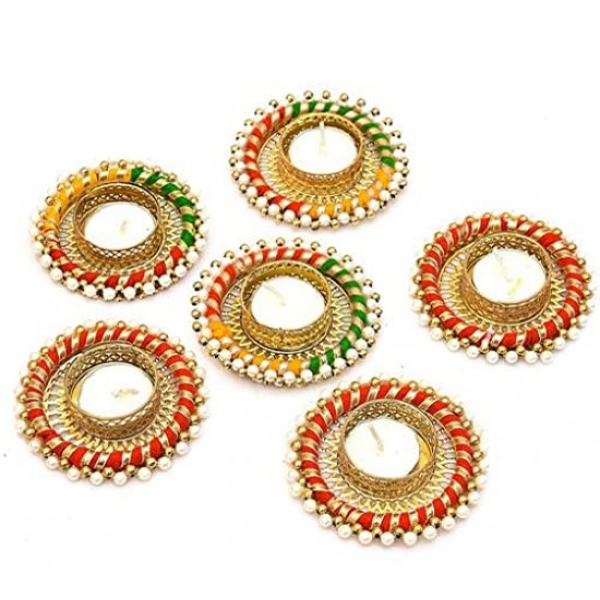 Decorative Diya | Corporate Gift, Diwali Gift Diya I Decoration Light Diya Set of 6 (PINK Color)